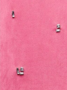 Zara Faux Suede Fuchsia Jewel Embellished Sparkle Short-Sleeve Shift Dress
